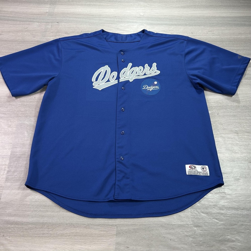 Los Angeles Dodgers Jersey Mens 2XL Blue MLB Baseball Button Front True Fan